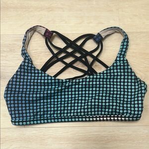 Lululemon Black and Blue Sports Bra with Strappy Back
